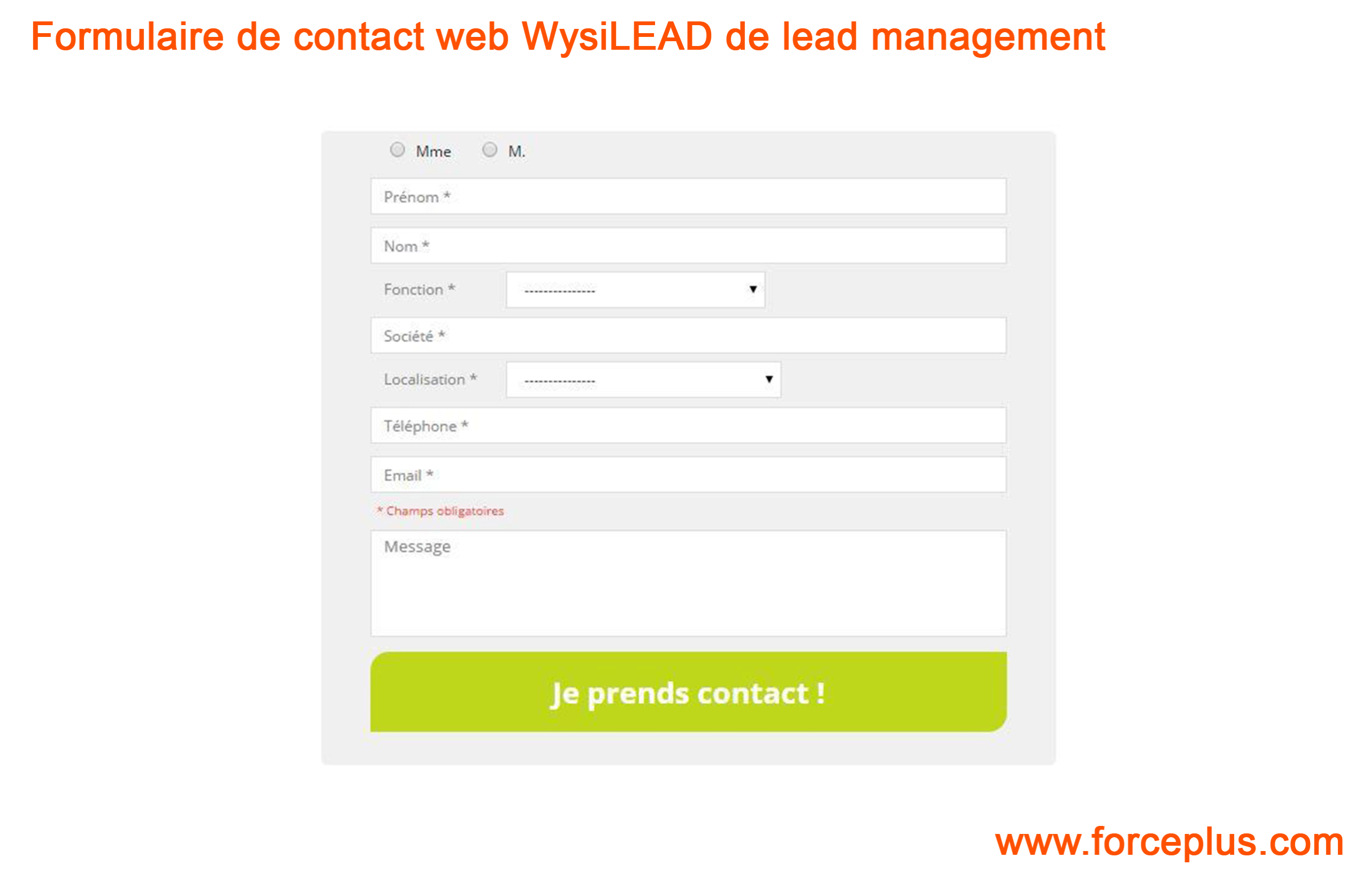 Formulaire de contact web WysiLEAD de lead management